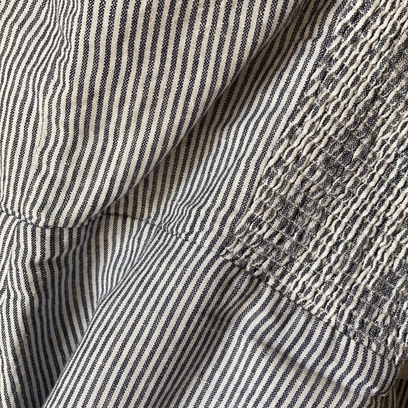 Gap Blue Striped Ruffle Apron Midi Dress - Picture 2 of 3